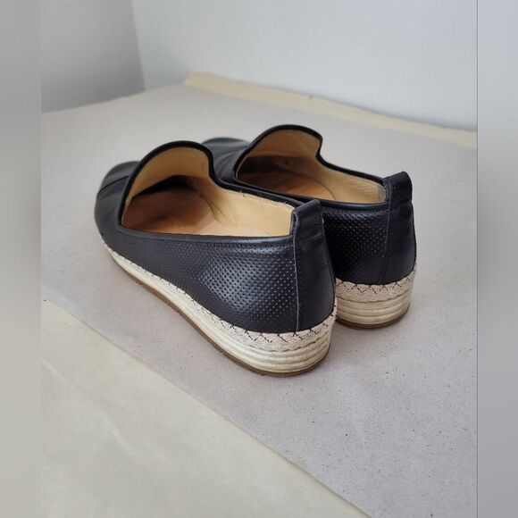 Paul Green Joaquin Espadrille Slip On Loafer Perforated Leather Black Women 6.5 - Picture 3 of 10